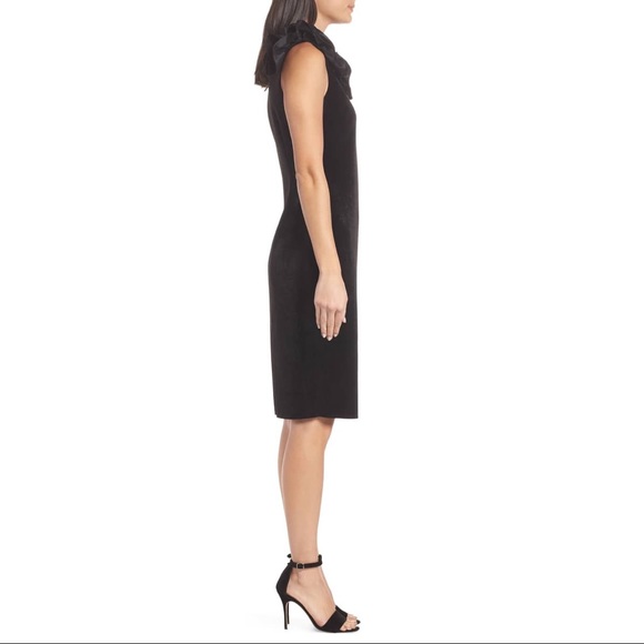 NWT CHELSEA28 Ruffle Velvet Sheath Dress - Picture 7 of 8